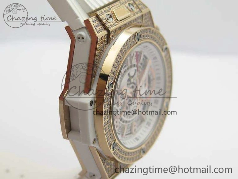 Big Bang Unico 45mm Diamond RG 3AF Best Edition White Dial On Rubber Strap A7750