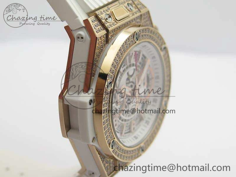 Big Bang Unico 45mm Diamond RG 3AF Best Edition White Dial On Rubber Strap A7750
