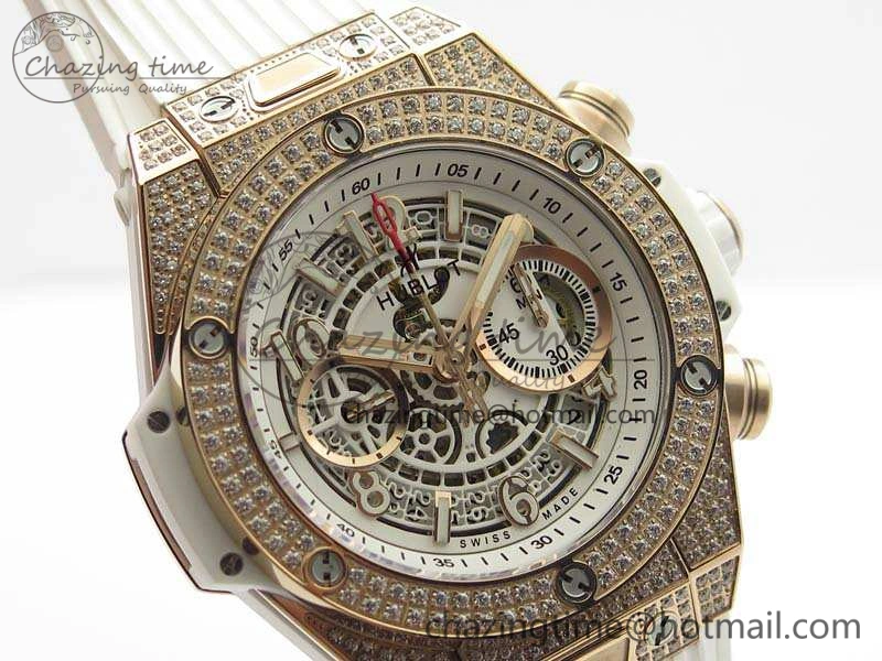 Big Bang Unico 45mm Diamond RG 3AF Best Edition White Dial On Rubber Strap A7750