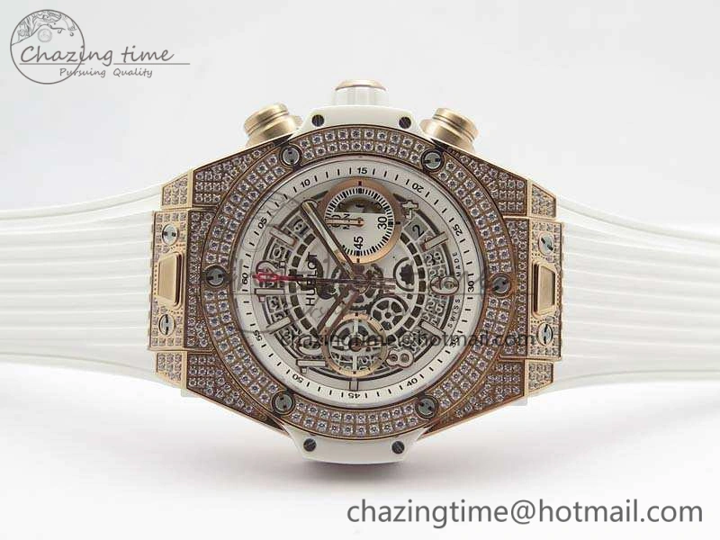 Big Bang Unico 45mm Diamond RG 3AF Best Edition White Dial On Rubber Strap A7750