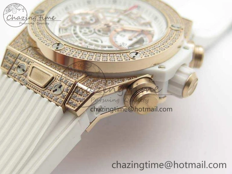 Big Bang Unico 45mm Diamond RG 3AF Best Edition White Dial On Rubber Strap A7750