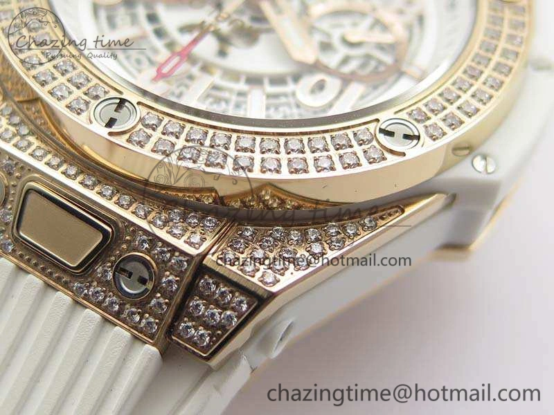 Big Bang Unico 45mm Diamond RG 3AF Best Edition White Dial On Rubber Strap A7750