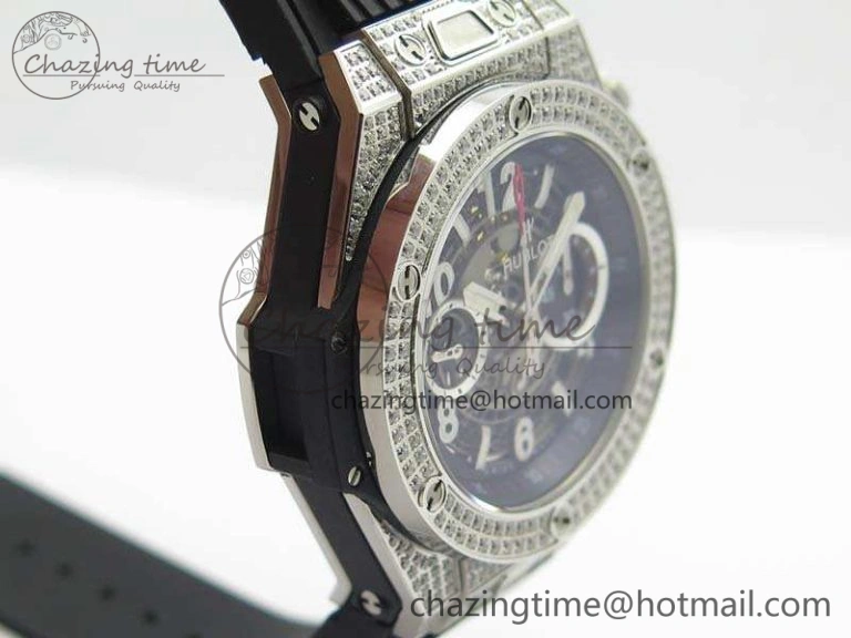 Big Bang Unico 45mm Diamond SS 3AF Best Edition Gray Dial On Rubber Strap A7750