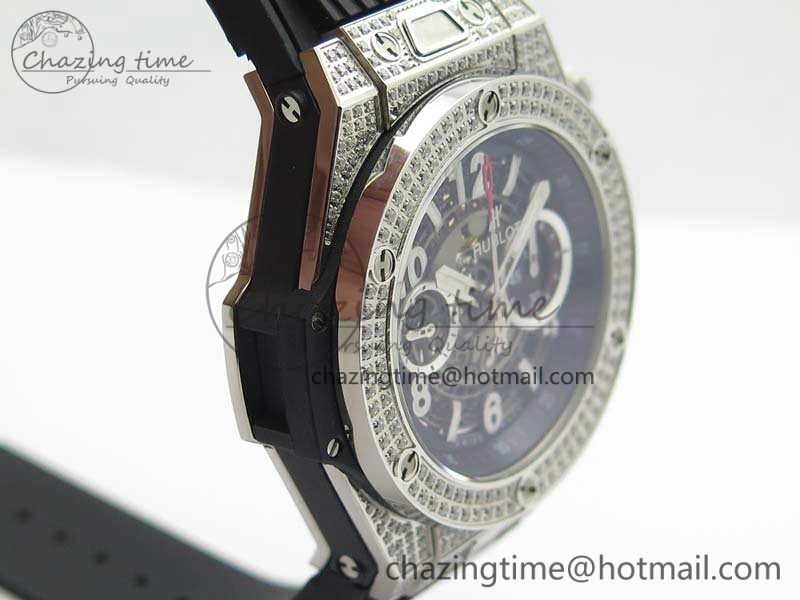Big Bang Unico 45mm Diamond SS 3AF Best Edition Gray Dial On Rubber Strap A7750