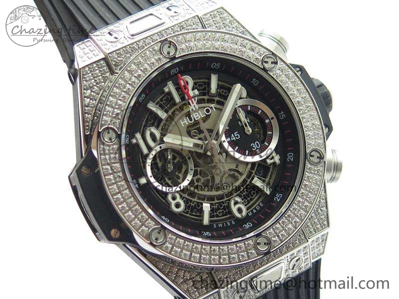 Big Bang Unico 45mm Diamond SS 3AF Best Edition Gray Dial On Rubber Strap A7750