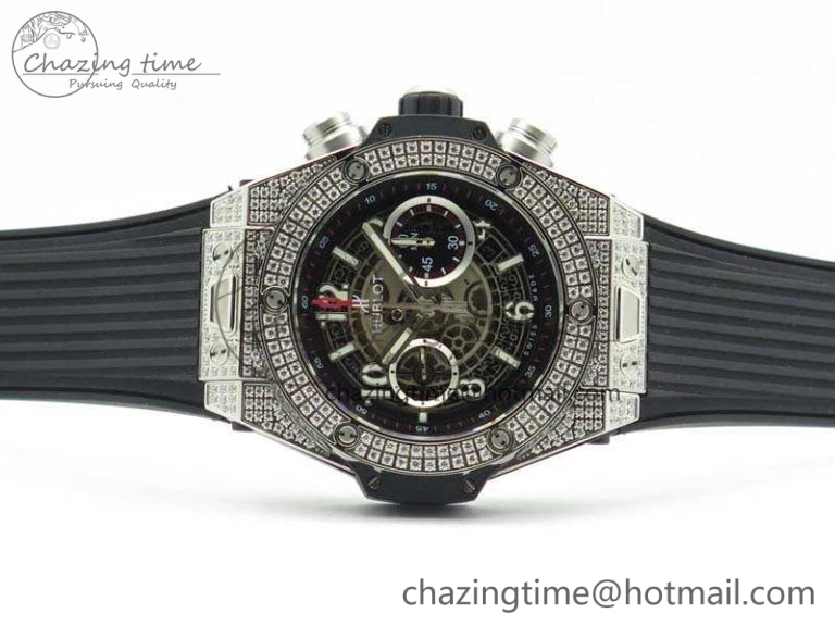 Big Bang Unico 45mm Diamond SS 3AF Best Edition Gray Dial On Rubber Strap A7750