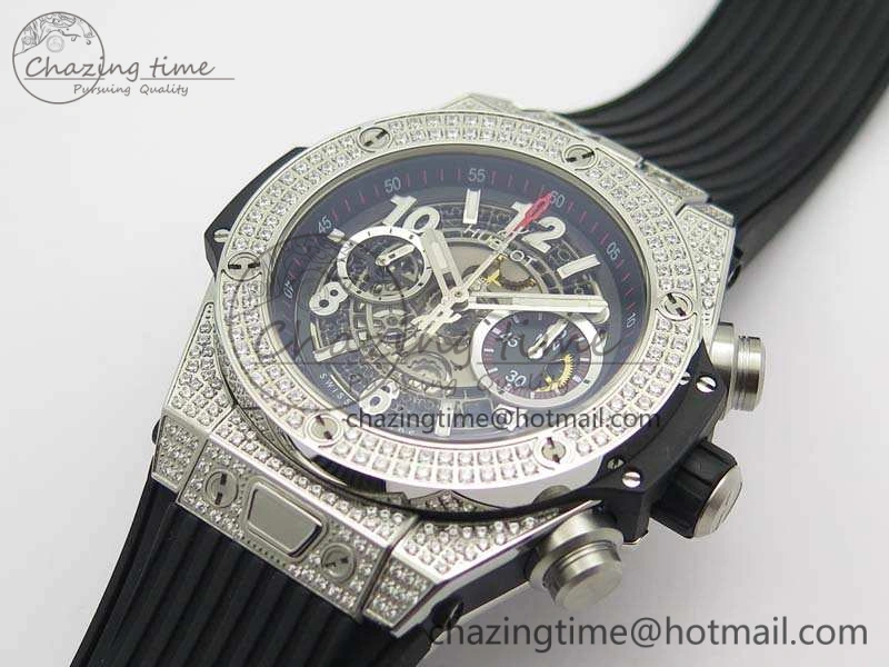 Big Bang Unico 45mm Diamond SS 3AF Best Edition Gray Dial On Rubber Strap A7750