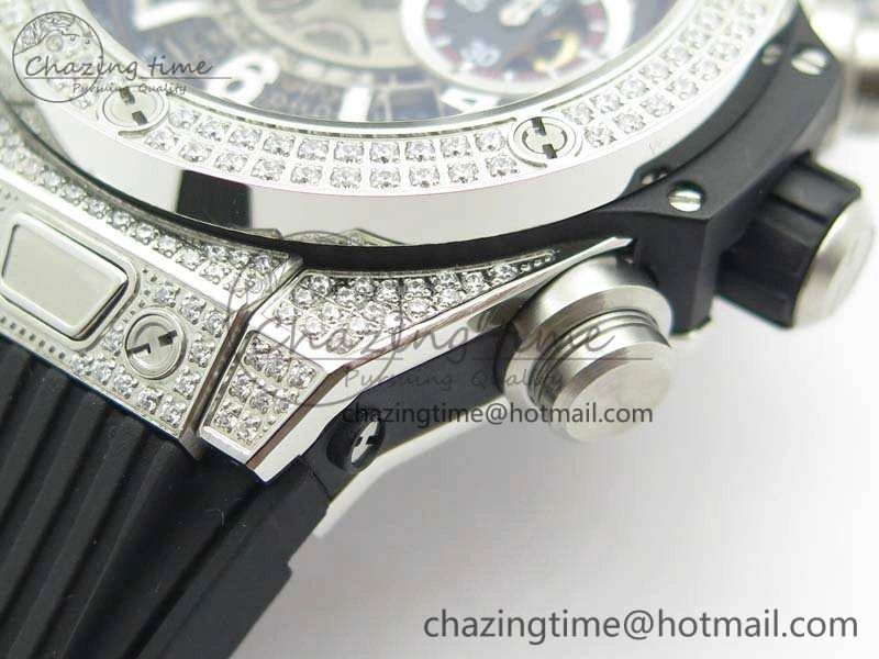 Big Bang Unico 45mm Diamond SS 3AF Best Edition Gray Dial On Rubber Strap A7750