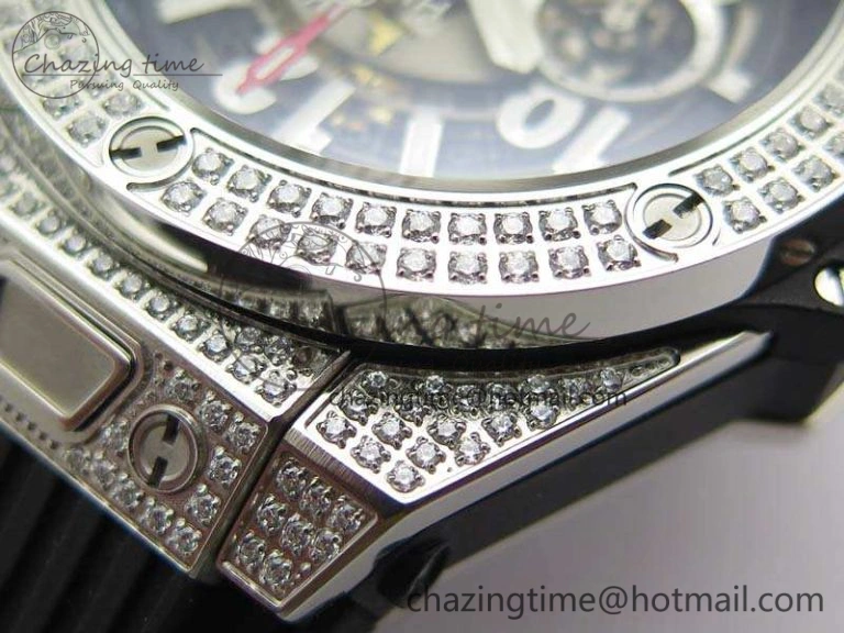 Big Bang Unico 45mm Diamond SS 3AF Best Edition Gray Dial On Rubber Strap A7750
