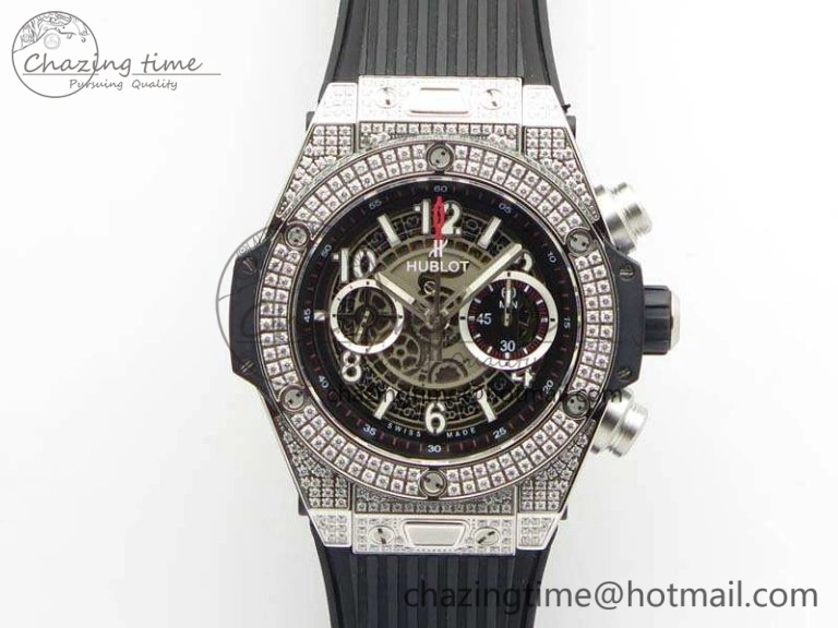 Big Bang Unico 45mm Diamond SS 3AF Best Edition Gray Dial On Rubber Strap A7750