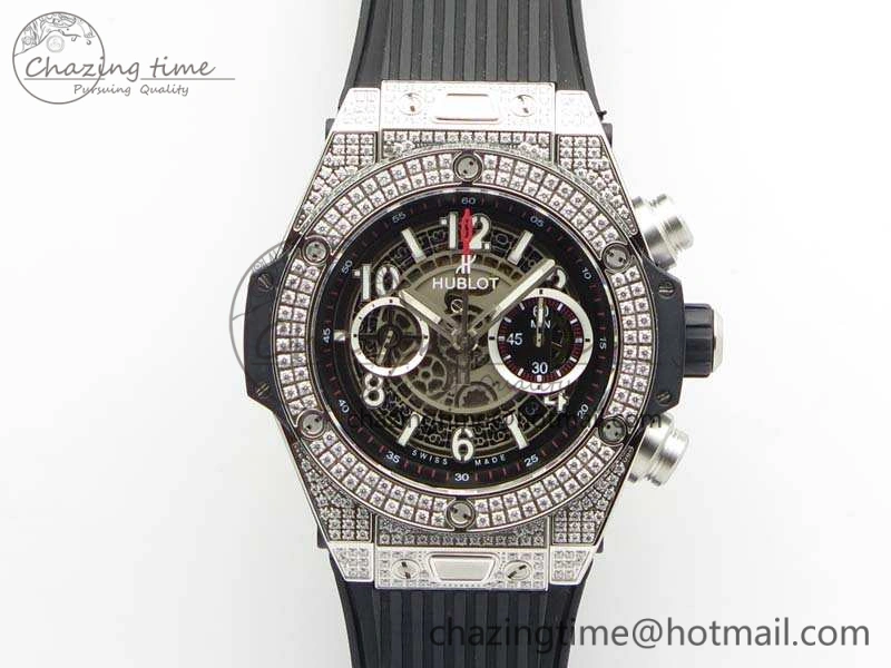 Big Bang Unico 45mm Diamond SS 3AF Best Edition Gray Dial On Rubber Strap A7750
