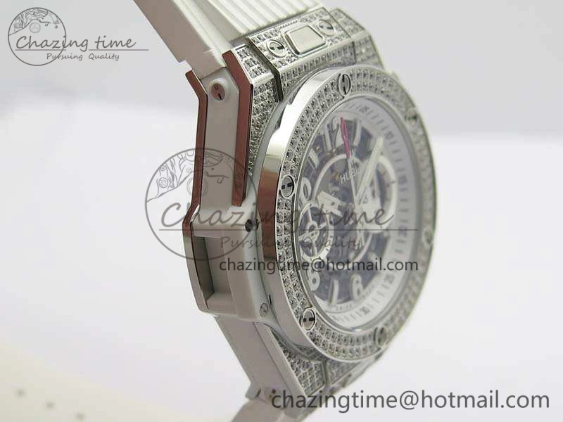 Big Bang Unico 45mm Diamond SS 3AF Best Edition White Dial On Rubber Strap A7750