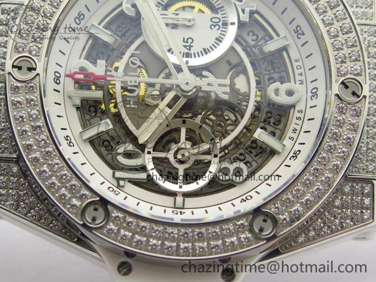 Big Bang Unico 45mm Diamond SS 3AF Best Edition White Dial On Rubber Strap A7750