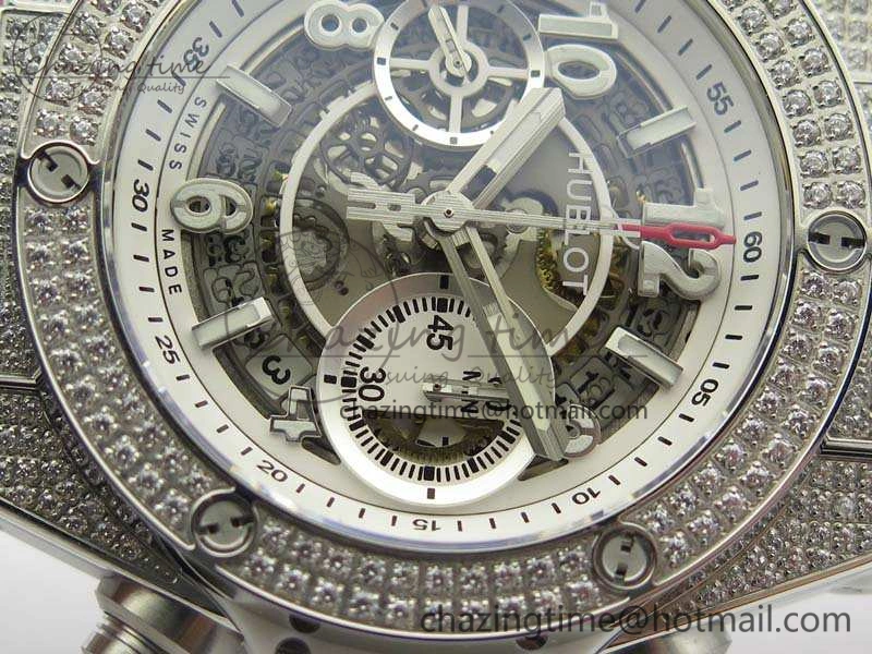 Big Bang Unico 45mm Diamond SS 3AF Best Edition White Dial On Rubber Strap A7750