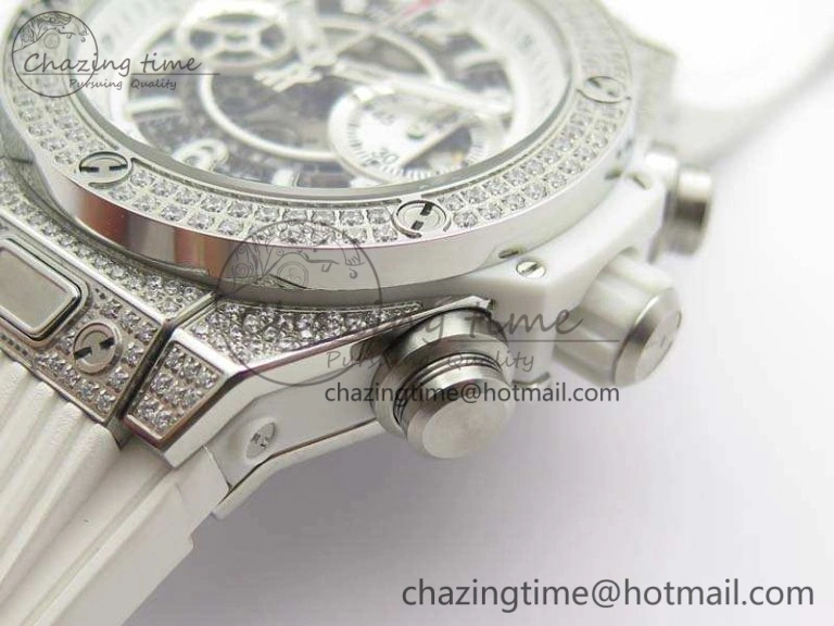 Big Bang Unico 45mm Diamond SS 3AF Best Edition White Dial On Rubber Strap A7750