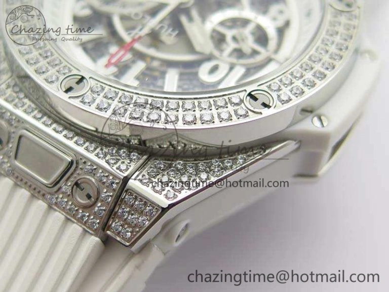 Big Bang Unico 45mm Diamond SS 3AF Best Edition White Dial On Rubber Strap A7750