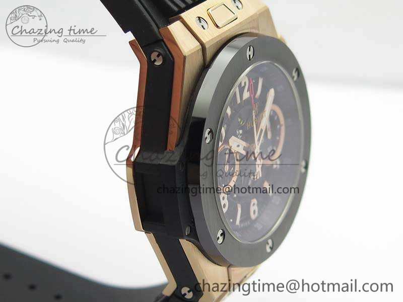 Big Bang Unico 45mm RG 3AF Best Edition Black Dial Ceramic Bezel On Rubber Strap A7750