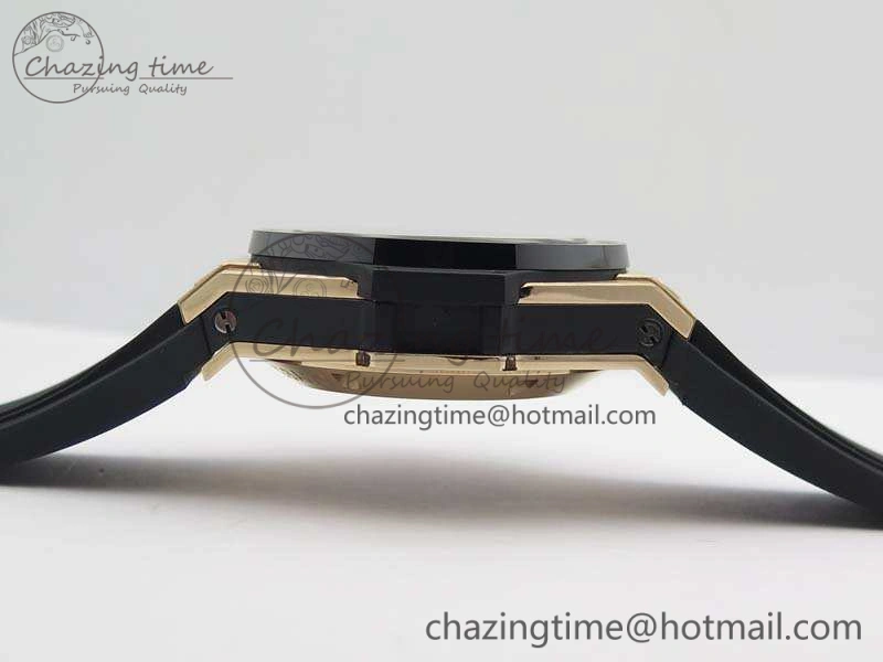 Big Bang Unico 45mm RG 3AF Best Edition Black Dial Ceramic Bezel On Rubber Strap A7750