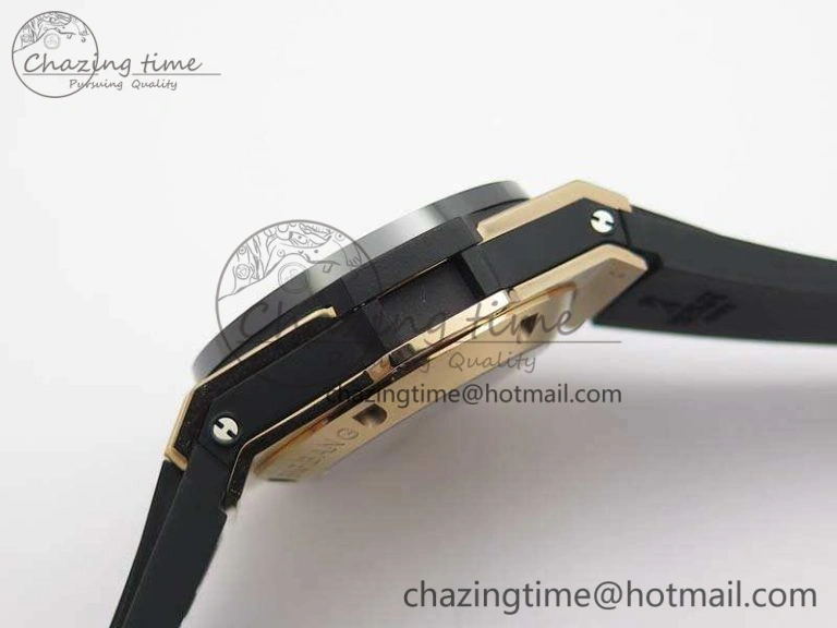 Big Bang Unico 45mm RG 3AF Best Edition Black Dial Ceramic Bezel On Rubber Strap A7750