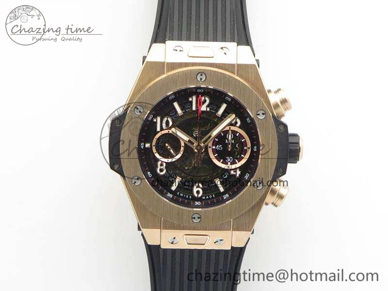 Big Bang Unico 45mm RG 3AF Best Edition Black Dial On Rubber Strap A7750