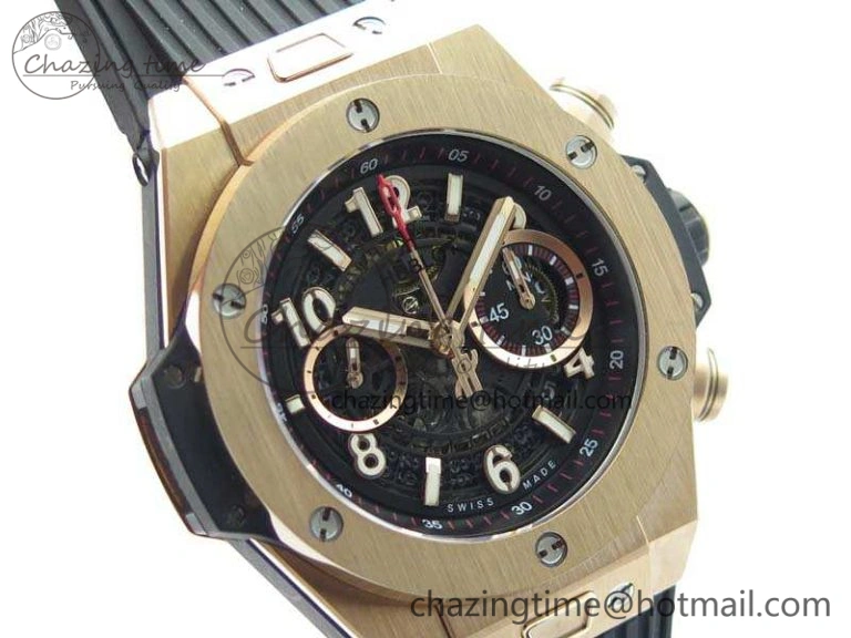 Big Bang Unico 45mm RG 3AF Best Edition Black Dial On Rubber Strap A7750