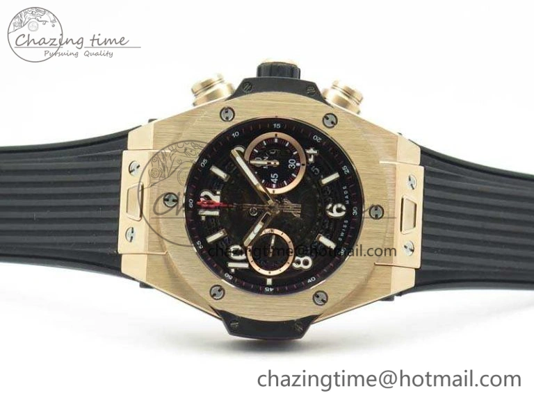 Big Bang Unico 45mm RG 3AF Best Edition Black Dial On Rubber Strap A7750