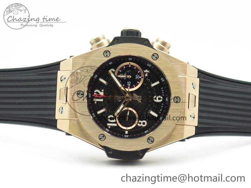 Big Bang Unico 45mm RG 3AF Best Edition Black Dial On Rubber Strap A7750