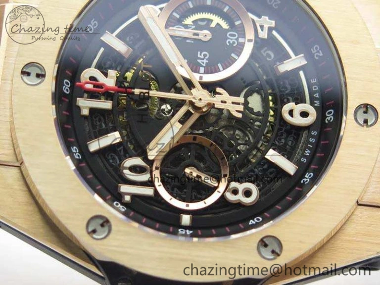 Big Bang Unico 45mm RG 3AF Best Edition Black Dial On Rubber Strap A7750