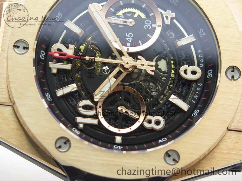 Big Bang Unico 45mm RG 3AF Best Edition Black Dial On Rubber Strap A7750