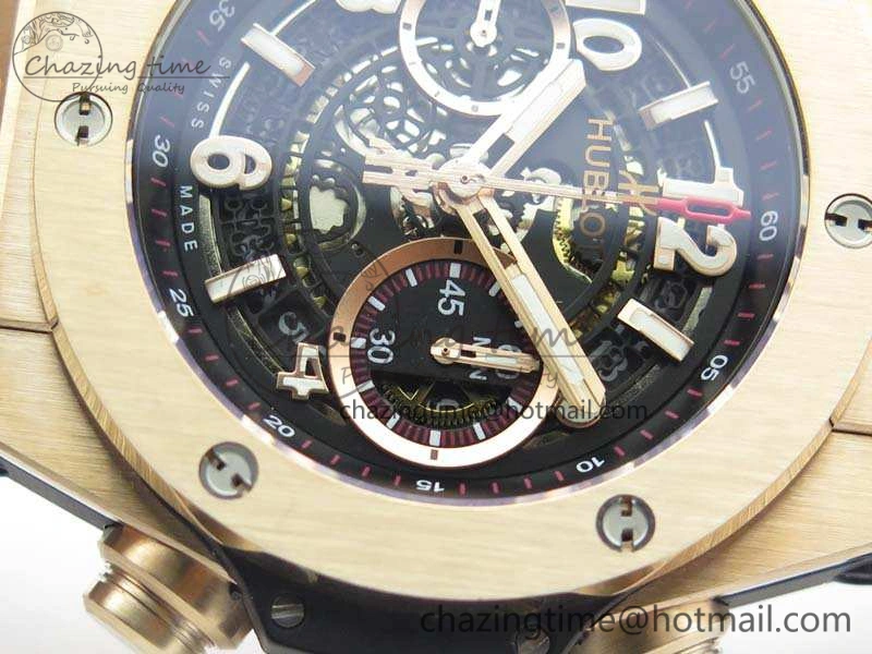 Big Bang Unico 45mm RG 3AF Best Edition Black Dial On Rubber Strap A7750