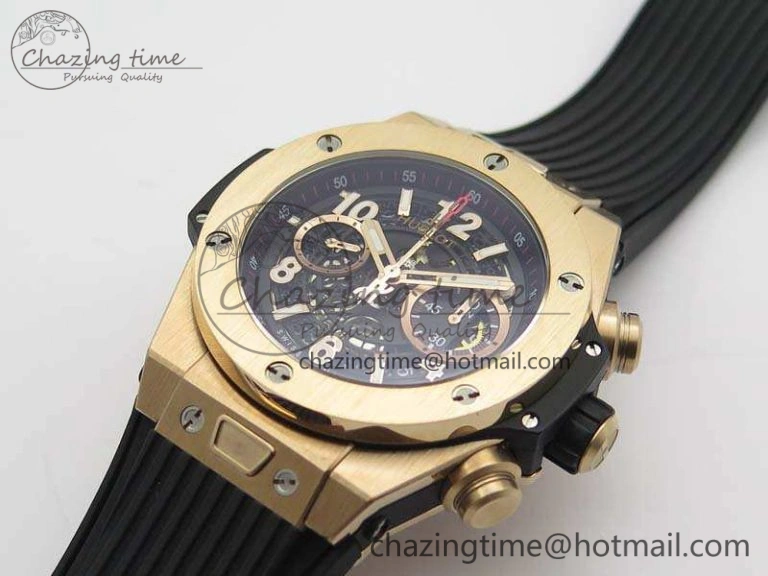 Big Bang Unico 45mm RG 3AF Best Edition Black Dial On Rubber Strap A7750