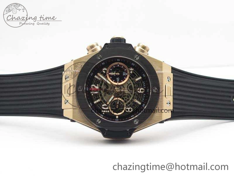 Big Bang Unico 45mm RG 3AF Best Edition Gray Dial Ceramic Bezel On Rubber Strap A7750