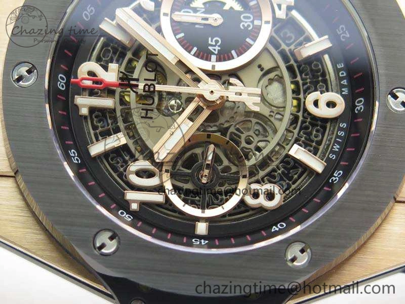 Big Bang Unico 45mm RG 3AF Best Edition Gray Dial Ceramic Bezel On Rubber Strap A7750