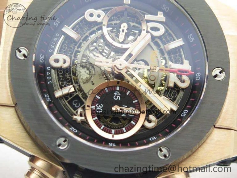 Big Bang Unico 45mm RG 3AF Best Edition Gray Dial Ceramic Bezel On Rubber Strap A7750