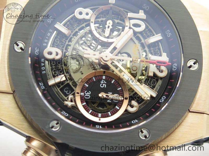 Big Bang Unico 45mm RG 3AF Best Edition Gray Dial Ceramic Bezel On Rubber Strap A7750