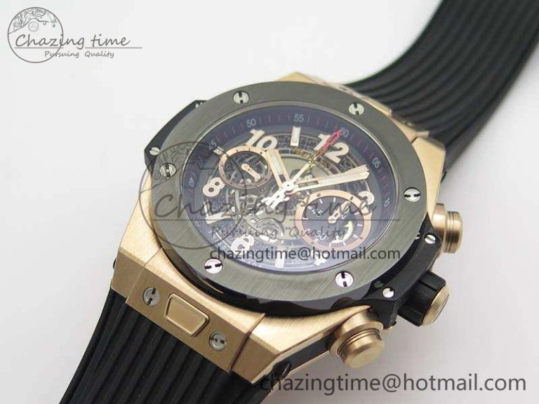Big Bang Unico 45mm RG 3AF Best Edition Gray Dial Ceramic Bezel On Rubber Strap A7750