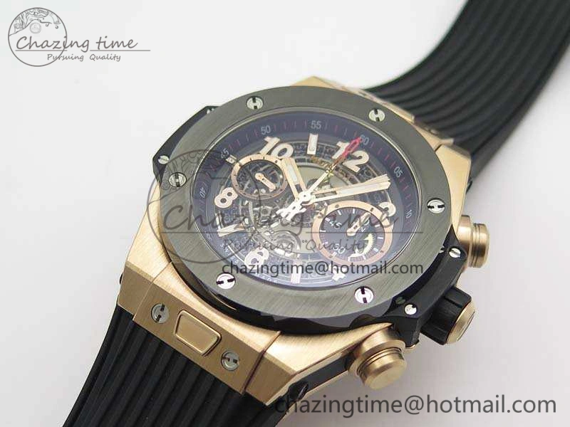 Big Bang Unico 45mm RG 3AF Best Edition Gray Dial Ceramic Bezel On Rubber Strap A7750