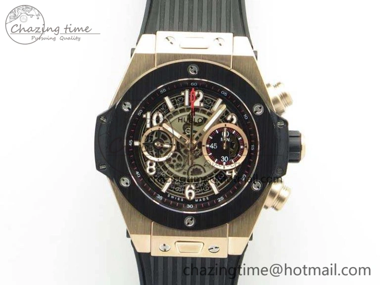 Big Bang Unico 45mm RG 3AF Best Edition Gray Dial Ceramic Bezel On Rubber Strap A7750