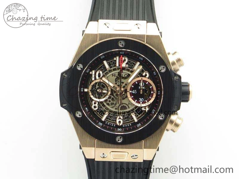 Big Bang Unico 45mm RG 3AF Best Edition Gray Dial Ceramic Bezel On Rubber Strap A7750