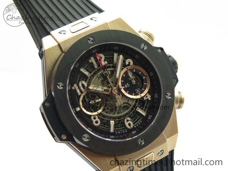 Big Bang Unico 45mm RG 3AF Best Edition Gray Dial Ceramic Bezel On Rubber Strap A7750
