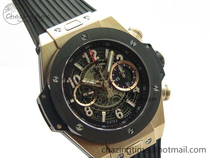 Big Bang Unico 45mm RG 3AF Best Edition Gray Dial Ceramic Bezel On Rubber Strap A7750