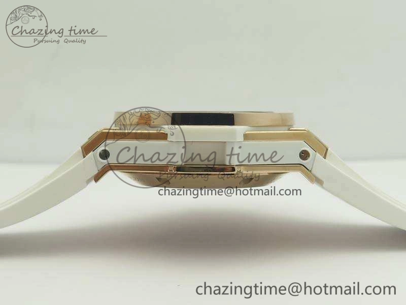 Big Bang Unico 45mm RG 3AF Best Edition White Dial Crystal Bezel On Rubber Strap A7750