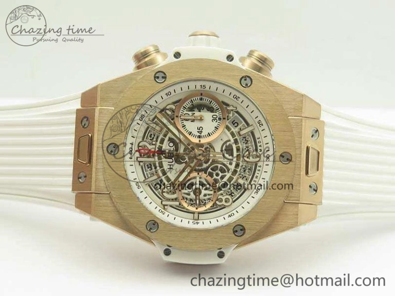 Big Bang Unico 45mm RG 3AF Best Edition White Dial On Rubber Strap A7750
