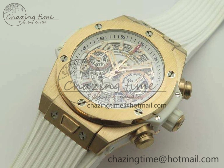 Big Bang Unico 45mm RG 3AF Best Edition White Dial On Rubber Strap A7750