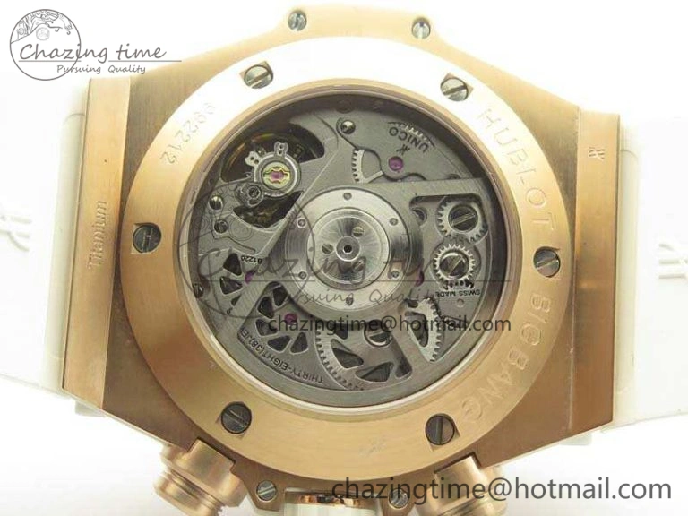 Big Bang Unico 45mm RG 3AF Best Edition White RG Dial Ceramic Bezel On Rubber Strap A7750