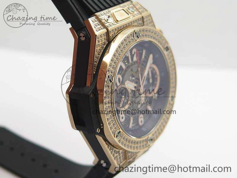 Big Bang Unico 45mm RG Diamond 3AF Best Edition Gray Dial On Rubber Strap A7750
