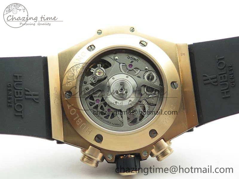 Big Bang Unico 45mm RG Diamond 3AF Best Edition Gray Dial On Rubber Strap A7750