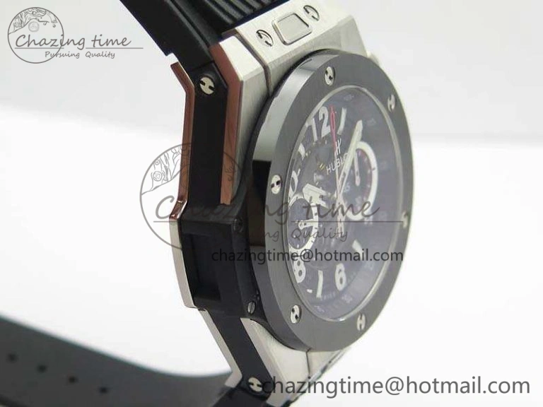 Big Bang Unico 45mm SS 3AF Best Edition Black Dial Ceramic Bezel On Rubber Strap A7750