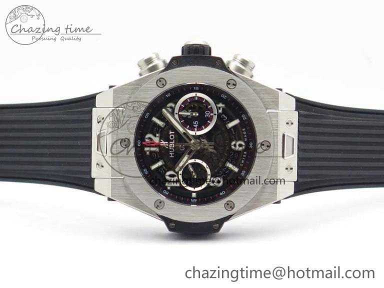 Big Bang Unico 45mm SS 3AF Best Edition Black Dial On Rubber Strap A7750