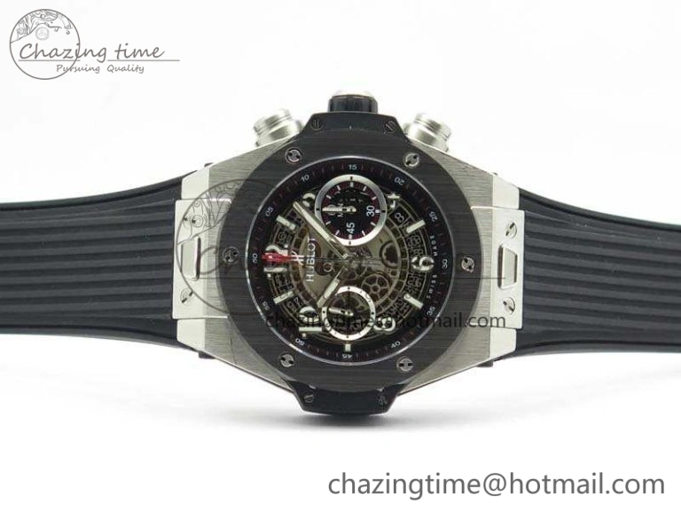 Big Bang Unico 45mm SS 3AF Best Edition Gray Dial Ceramic Bezel On Rubber Strap A7750